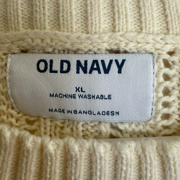 NWT Old Navy Open Knit Sweater Cream XL Coastal Preppy Prep Granolagirl Grandma - Picture 2 of 8